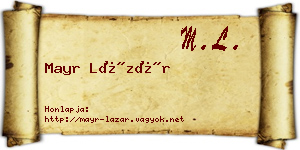 Mayr Lázár névjegykártya